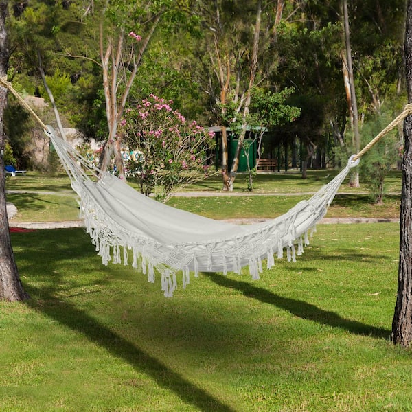 the hammock 白　ラージサイズ Outsunny 113.5 in. L Portable Hammock Bed in White with Brazilian
