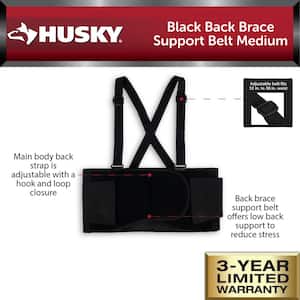 Medium Black Back Brace Support Belt (5-Pack)