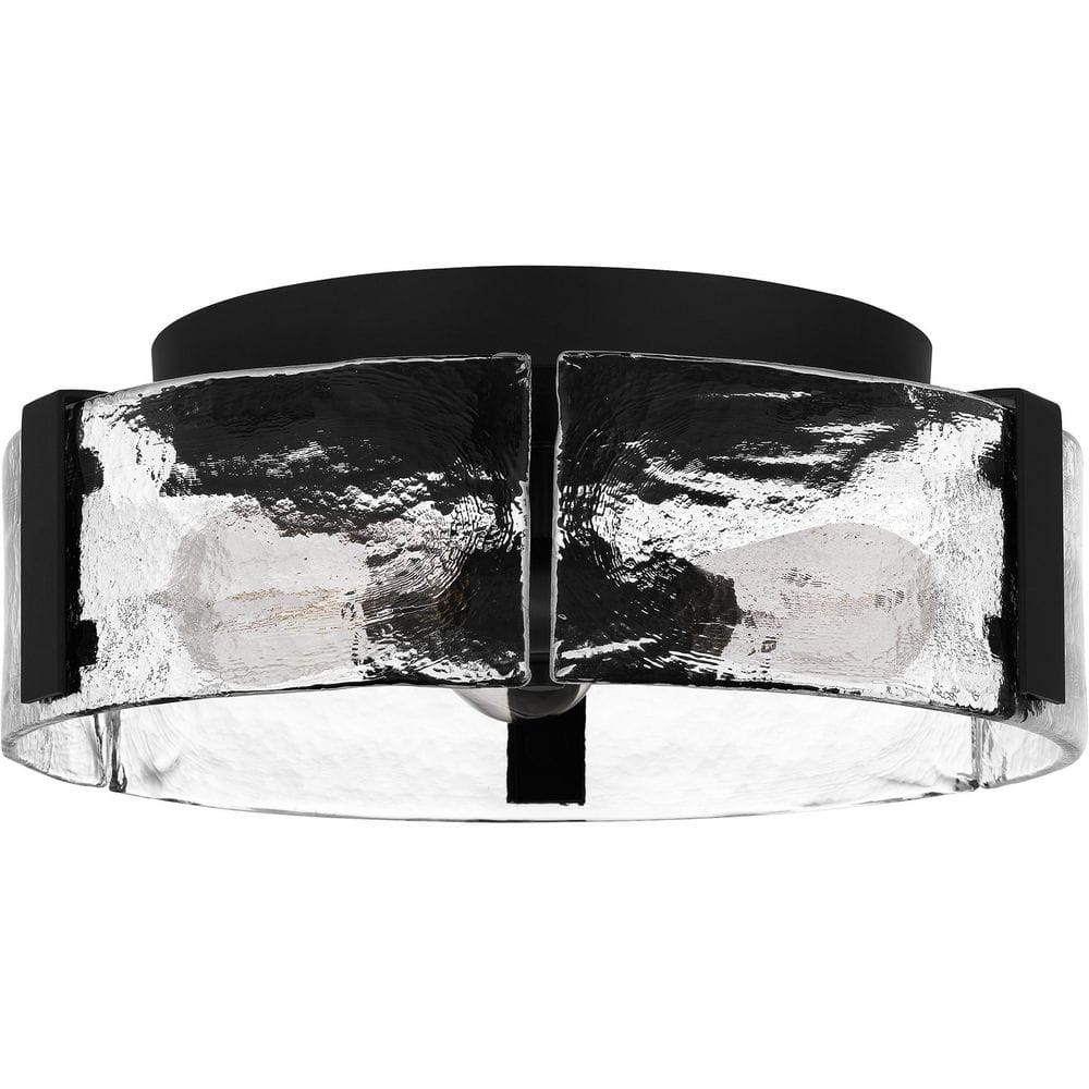 Angora Matte Black and Glass 3-Light Flush Mount