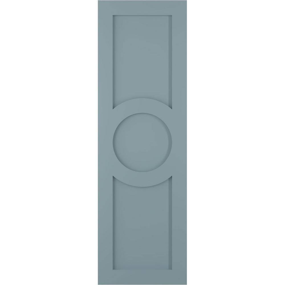 True Fit 12 in. x 79 in. PVC Center Circle Arts and Crafts Fixed Mount Flat Panel Shutters Pair in Peaceful Blue price history on PriceWatchPro