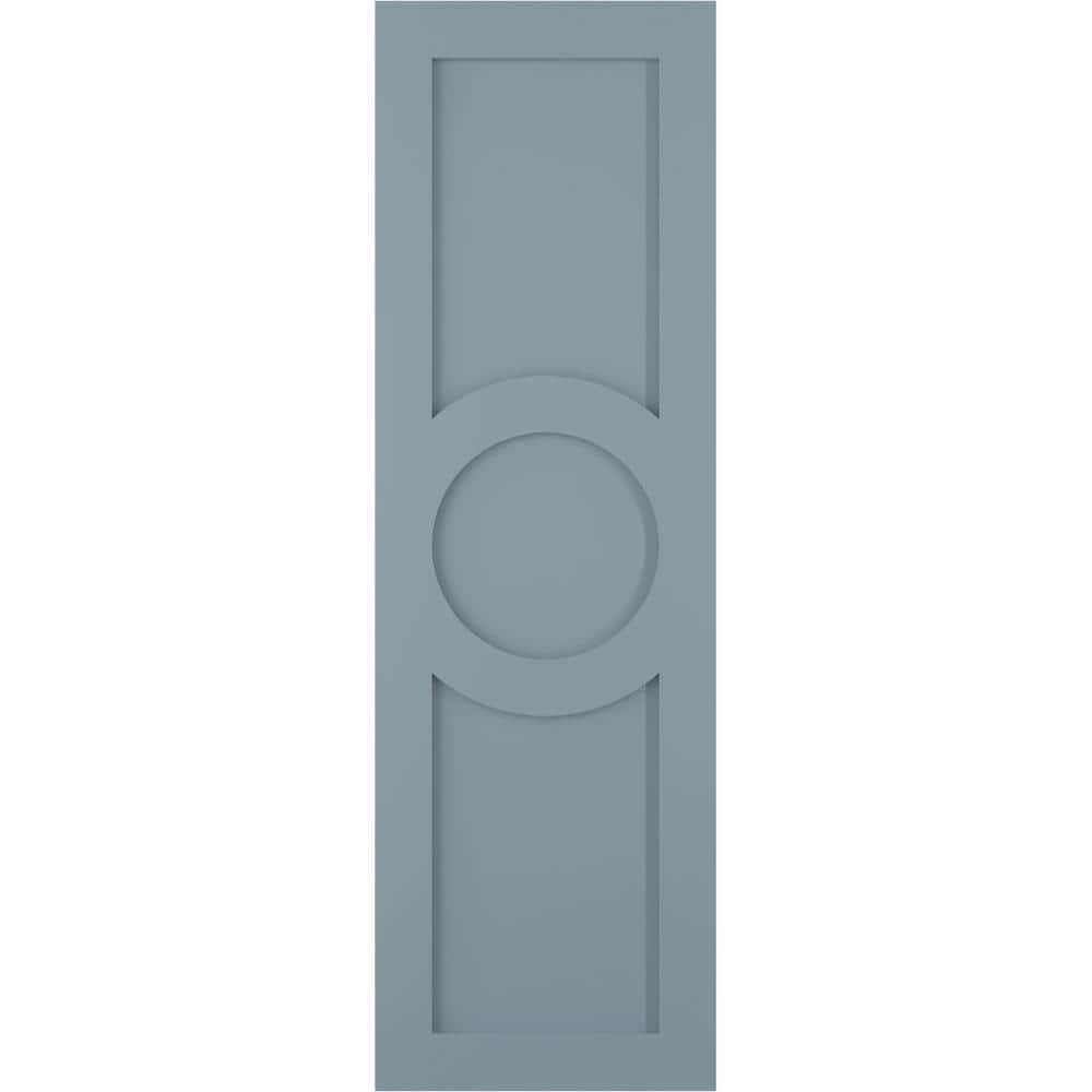 True Fit 18 in. x 35 in. PVC Center Circle Arts and Crafts Fixed Mount Flat Panel Shutters, Peaceful Blue (Per Pair) price history on PriceWatchPro