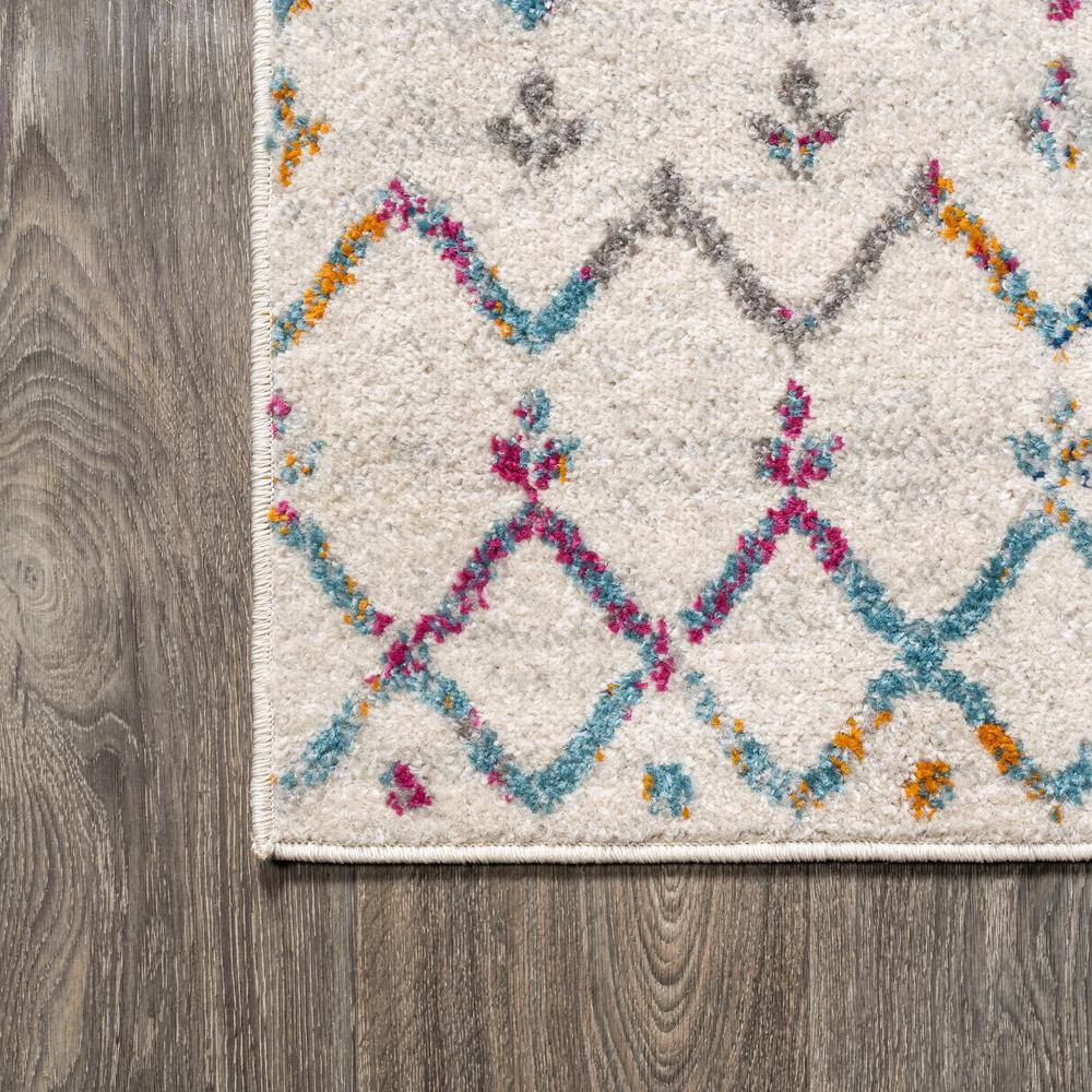 Ivory and Multicolor Synthetic Rectangular Trellis Area Rug, 3 ft. x 5 ft.