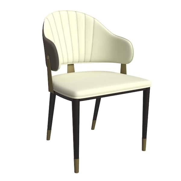 Leisuremod Aria Upholstered Modern Dining Chair with Metal Legs Armless Leather Upholstered Accent Chair for Dining Room, Toupe