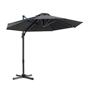 10 ft. 360-Degree Rotating Cantilever Tilt Patio Umbrella with Cross Base in Black