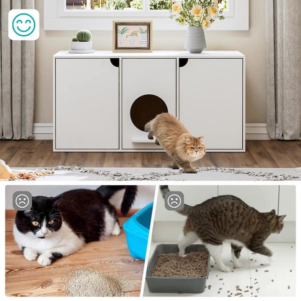 MOOLIVE Cat Litter Box Enclosure, 47.2 Double Hidden Litter Box