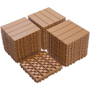 Tidoin Outdoor 1 ft. x 1 ft. Composite Interlocking Tile Deck Tile in Burly Wood(44 Per Box)