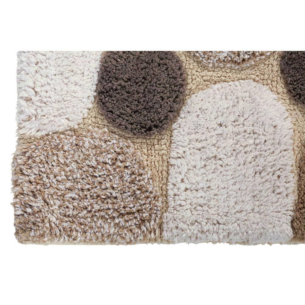Pebble Pattern Beige and Brown Cotton Bath Rug Set