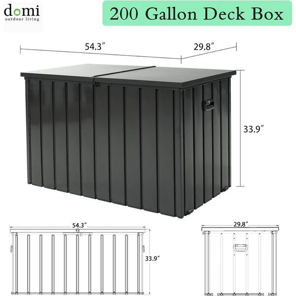 200 Gal. Metal Deck Box, Waterproof Outdoor Storage Box w