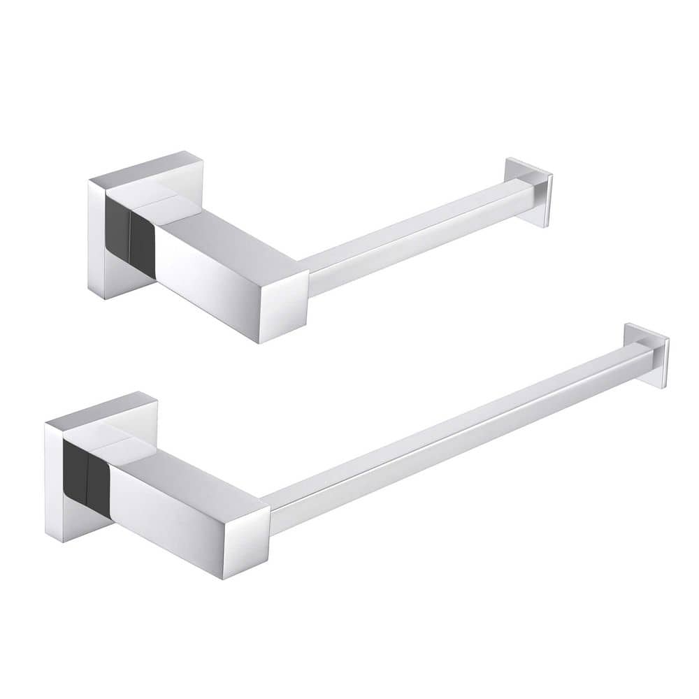 2-Piece Bathroom Hardware Set with Toilet Paper Holder Towel Bar/Rack in Chrome price history on PriceWatchPro