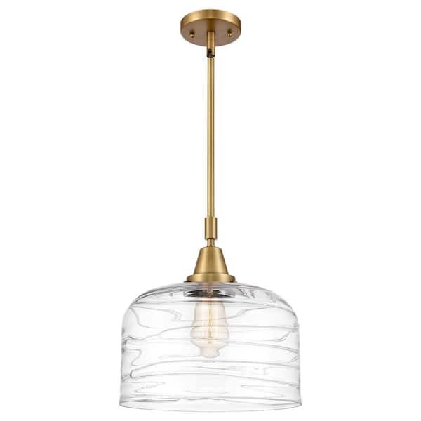 Innovations Bell 100-Watt 1-Light Brushed Brass Standard Mini Pendant Light with Clear Glass Shade, No Bulbs Included