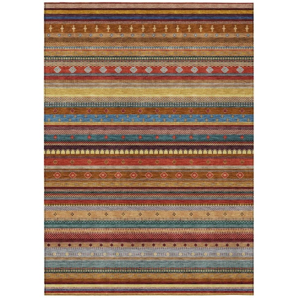 Chantille Machine Washable Indoor/Outdoor Abstract ACN2218 Paprika 5 ft. x 7 ft. 6 in. Area Rug