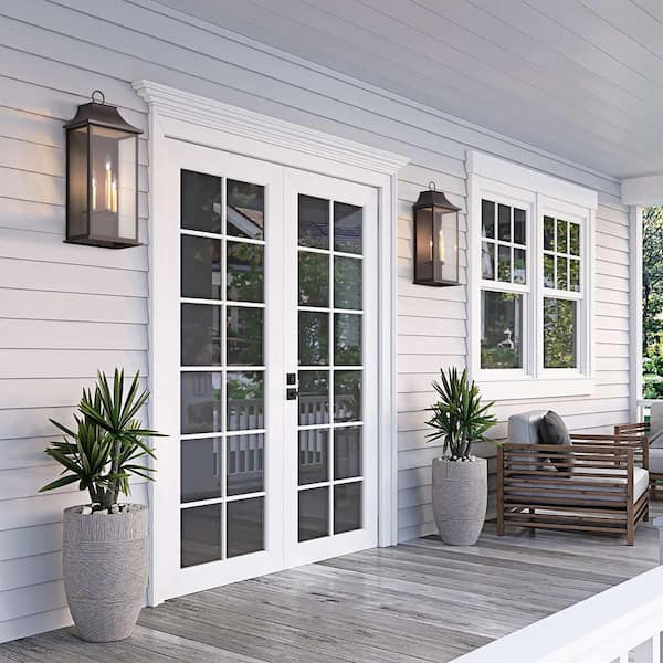 25.3 in. 3-Light Oil Rubbed Bronze Modern Dusk to Dawn Outdoor Hardwired Metal Wall Lights Sconces Lighting Fixtures