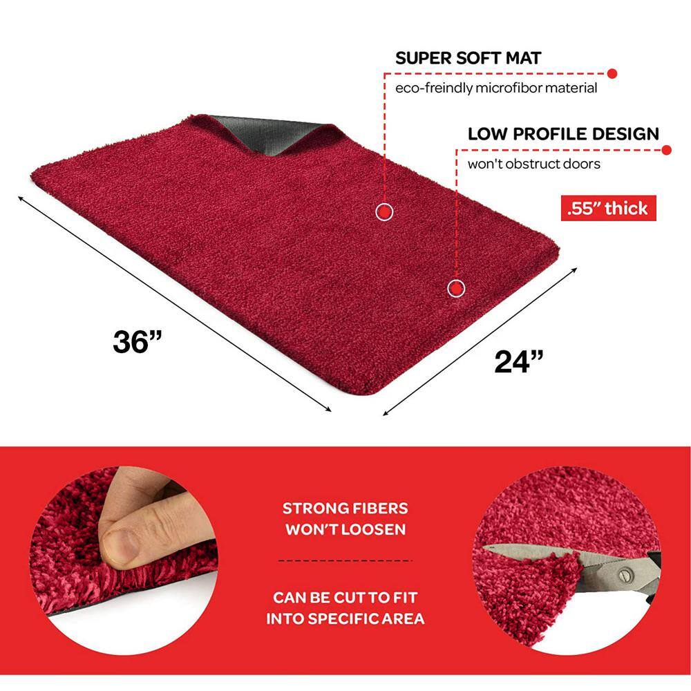 Red Polyester Non-Slip Outdoor Doormat 24" x 36"