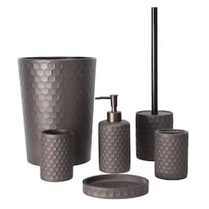 6-Piece Bathroom Accessory Set with Toiletbrush Holder, Dispenser, Trash Can, Toothbrush Holder, Toilet Brush in Bronze