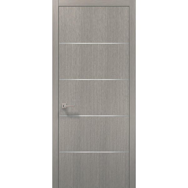 20 30 in. x 84 in. Right-Hand/Inswing Solid Wood Grey Oak Single Prehung Interior Door with Hardware