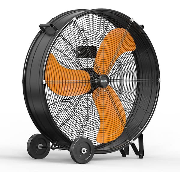 30 in. 3-Speed High Velocity Industrial Drum Fan in Orange for Warehouse, Workshops, Garage, and Basement-UL Listed