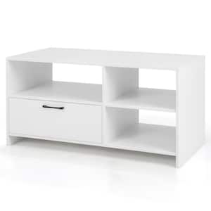 TV Stand Modern Media Console Table w/Drawer & 3 Compartments for TVs up to 50''