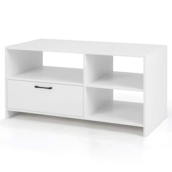 Gymax Console TV Stand TV's up to 50 in. Modern Media Table with Drawer and 3-Compartments