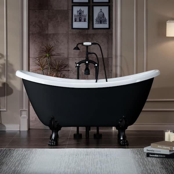 71 Inch Clawfoot Bathtub Slipper (Includes Faucet and Drain
