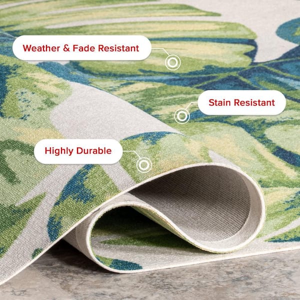 nuLOOM Lisa Floral Multicolor 9 ft. x 12 ft. Indoor/Outdoor Area