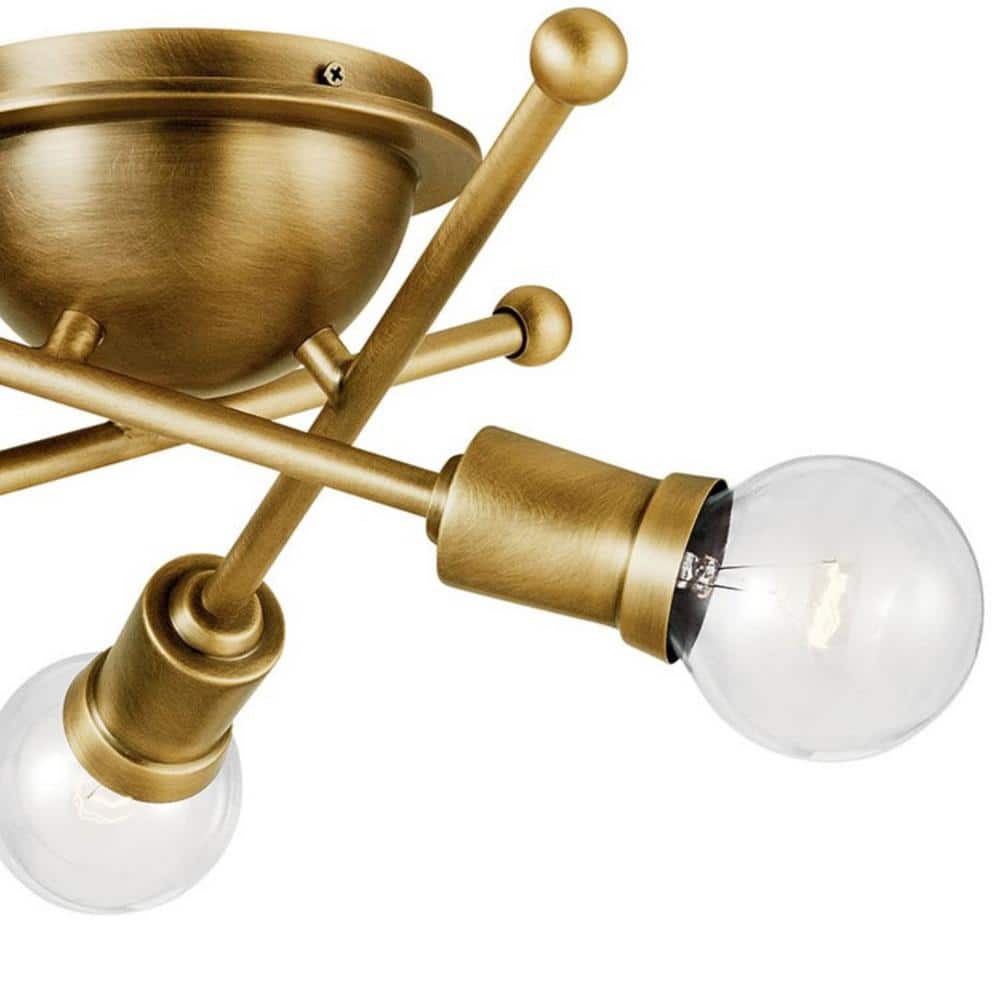Natural Brass 15" Sputnik Flush Mount Ceiling Light