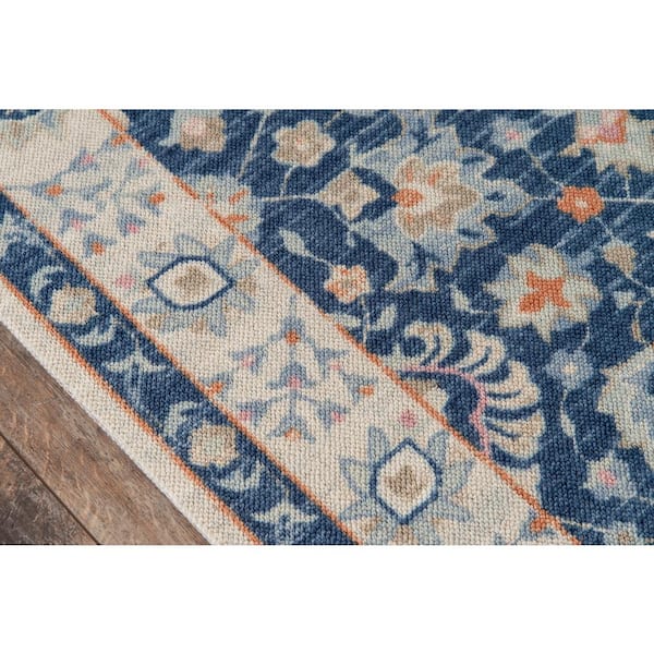Anatolia Navy 2 ft. x 8 ft. Machine Made Oriental Blended Yarn Runner Rug