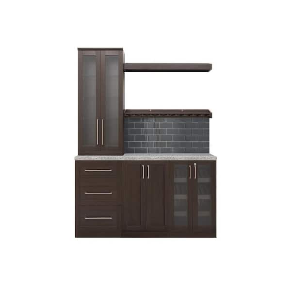 NewAge Products Home Bar Espresso Cabinet Set (7-Piece)