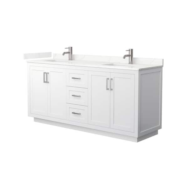 Wyndham Collection Miranda 72 in. W x 22 in. D x 33.75 in. H Double Bath Vanity in White with Giotto Quartz Top
