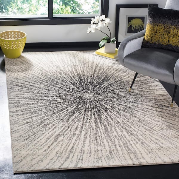 Evoke Black/Ivory 11 ft. x 15 ft. Sunburst Area Rug