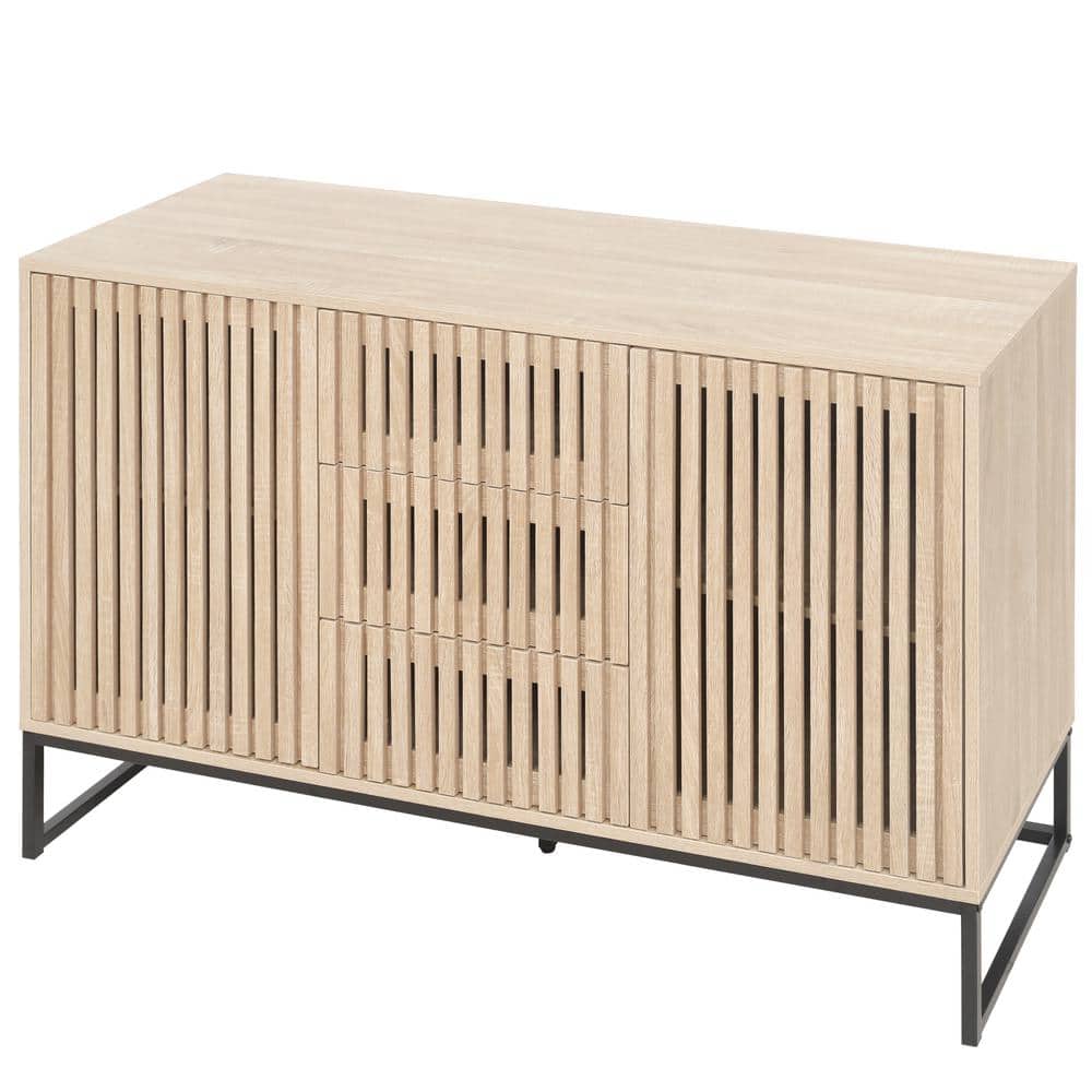47.24 in. W x 15.75 in. D x 31.10 in. H Natural Brown Linen Cabinet with 3-