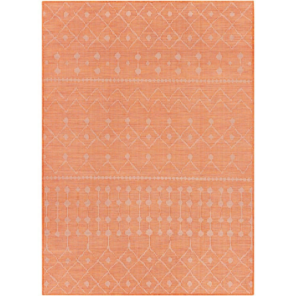 Livabliss Laylani Orange 5 ft. 1 in. x 7 ft. Indoor/Outdoor Area Rug ...