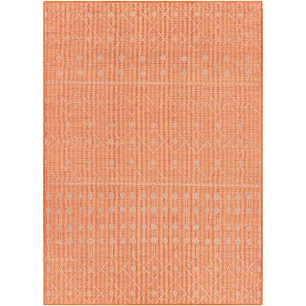 Livabliss Laylani Orange 5 ft. 1 in. x 7 ft. Indoor/Outdoor Area Rug