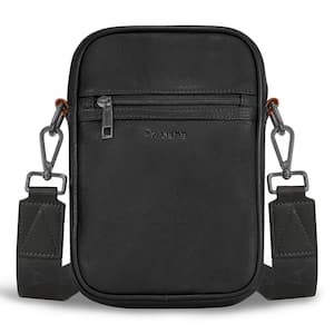 Onyx Collection 6.25 in., Black Leather Vertical Crossbody Bag Backpack with RFID Protection