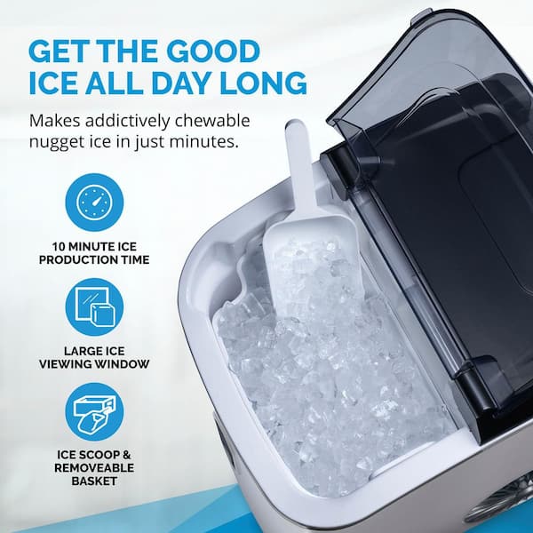 Costway 18 in. 29 lb. Nugget Portable Ice Maker Machine Countertop Chewable  Ice Maker Self-Cleaning N4-AH-10N0DU1-SL - The Home Depot