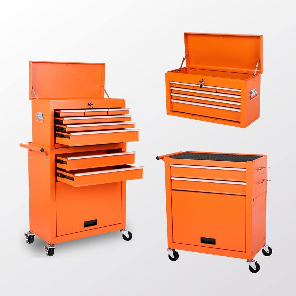 Damodpoy 13 in. W 8-Drawer Rolling Tool Storage Carts with 2 in 1