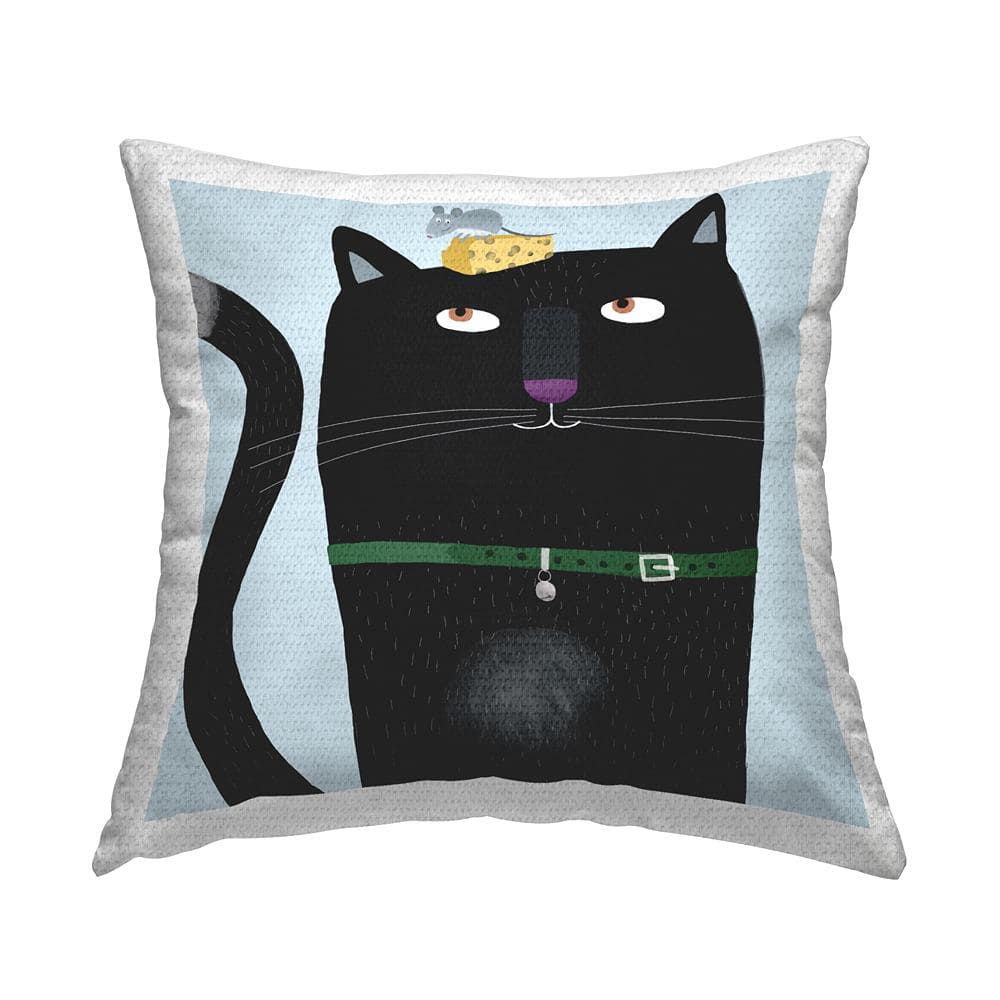 Funny Cat and Mouse Animal Friends Blue Square Outdoor Throw Pillow price history on PriceWatchPro