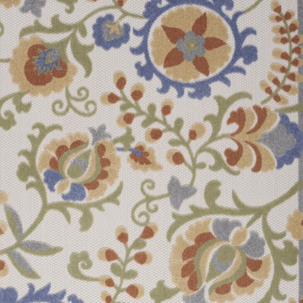 Ivory, Blue 6 ft. x  9 ft. Woven Abstract Polyester Runner Indoor/Outdoor Area Rug