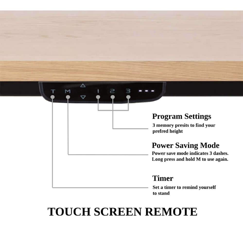 Black 50'' Electric Height Adjustable Desk Frame with Dual Motor