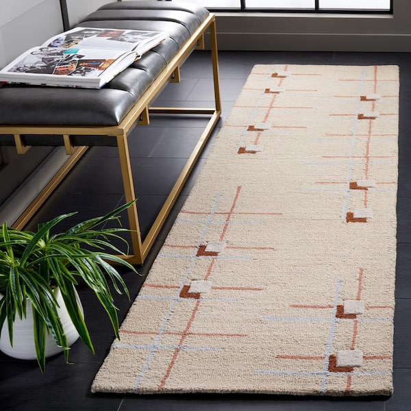 Genre 2 ft. x 8 ft. Beige/Rust Abstract Geometric Runner Rug