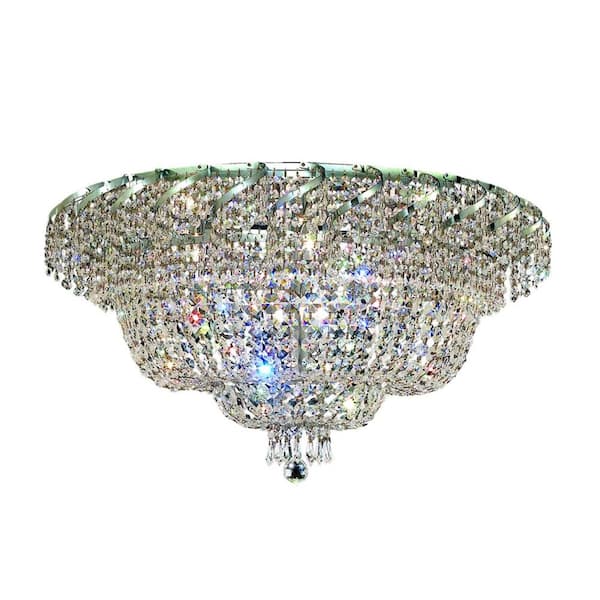 Elegant Lighting 36-Light Chrome Flushmount with Clear Crystal