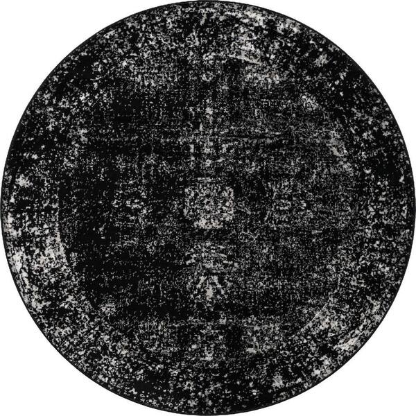 Unique Loom Black 5 ft. Sofia Round Area Rug