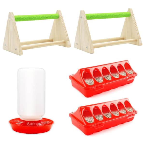 N/A Chick Feeder and Waterer Kit with Perch 1.3L Waterer Flip Top Feeder for Brooder Baby Chicken Duck Quail Supplies