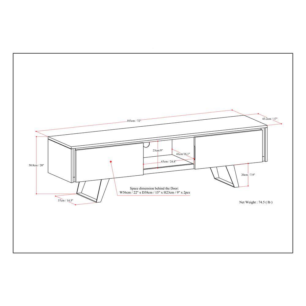 Lowry 72 inch Oak TV Media Stand with Cabinet