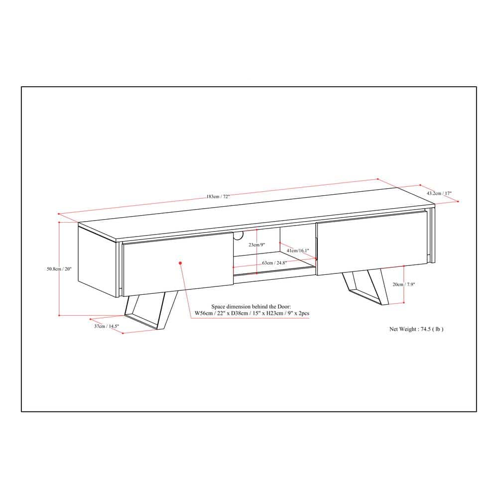 Lowry 72 Inch Walnut TV Media Stand with Cabinet