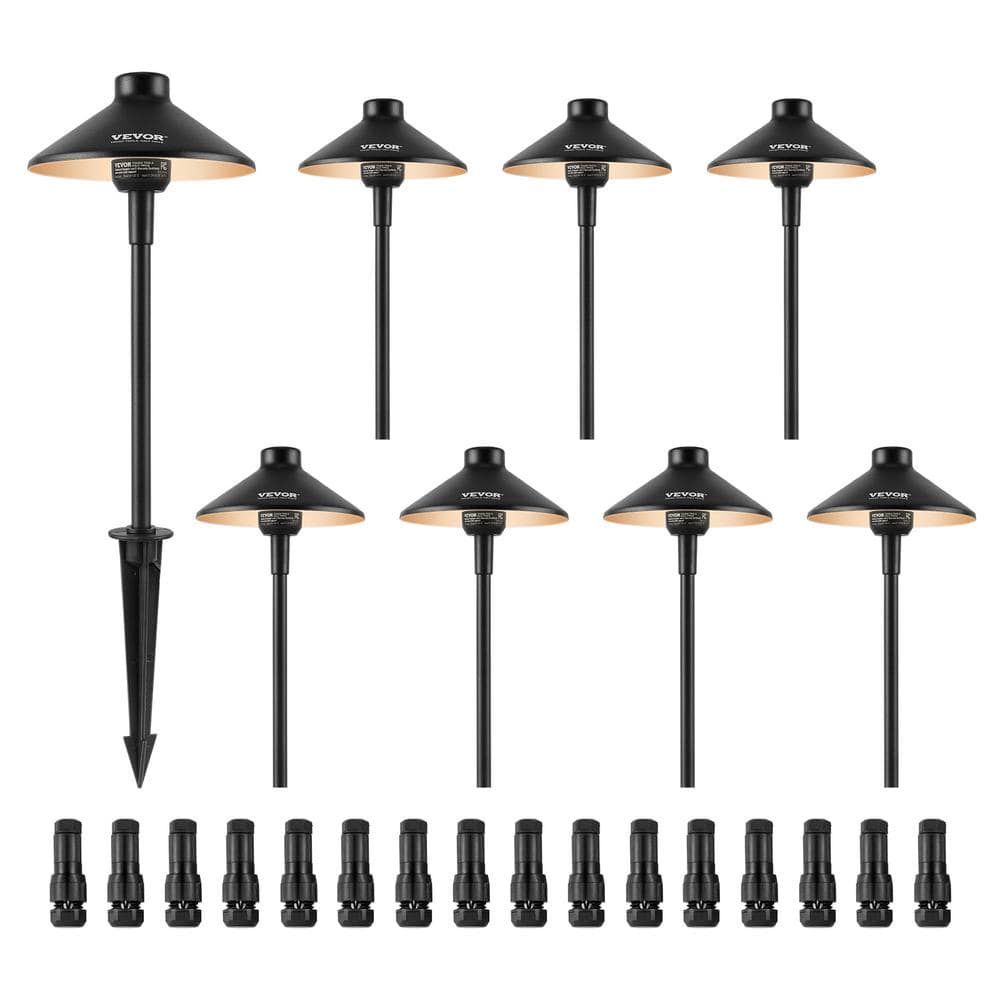 VEVOR 8-Pack Black Aluminum LED Pathway Lights with Quick Connectors