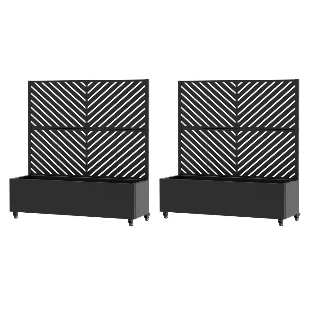 47 in. H x 47 in. W Black Outdoor Galvanized Steel Privacy Screen Planter Box Trellis with Detachable Wheels (2-Pack) price history on PriceWatchPro
