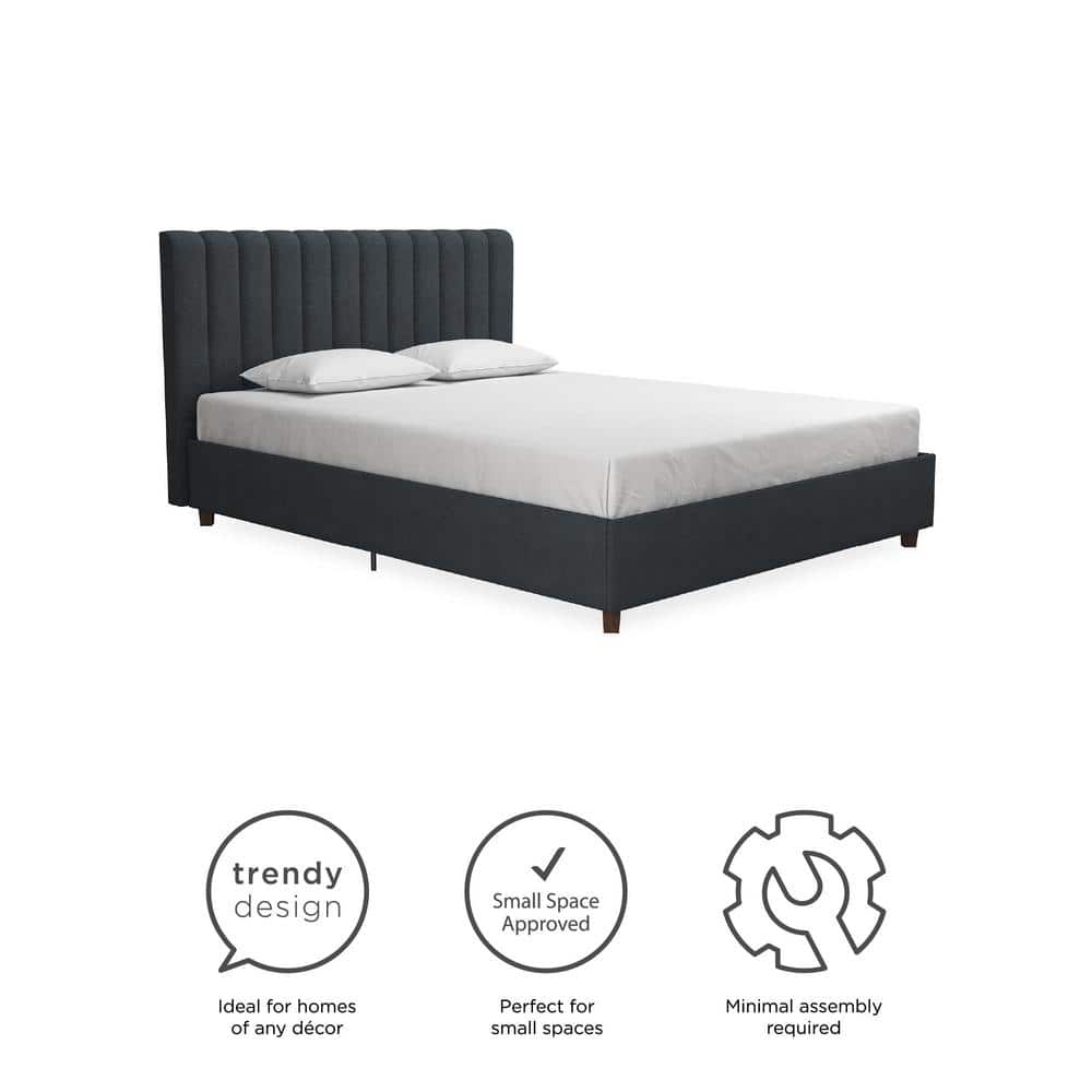 Elegant Queen-Sized Brittany Platform Bed with Tufted Linen Upholstery