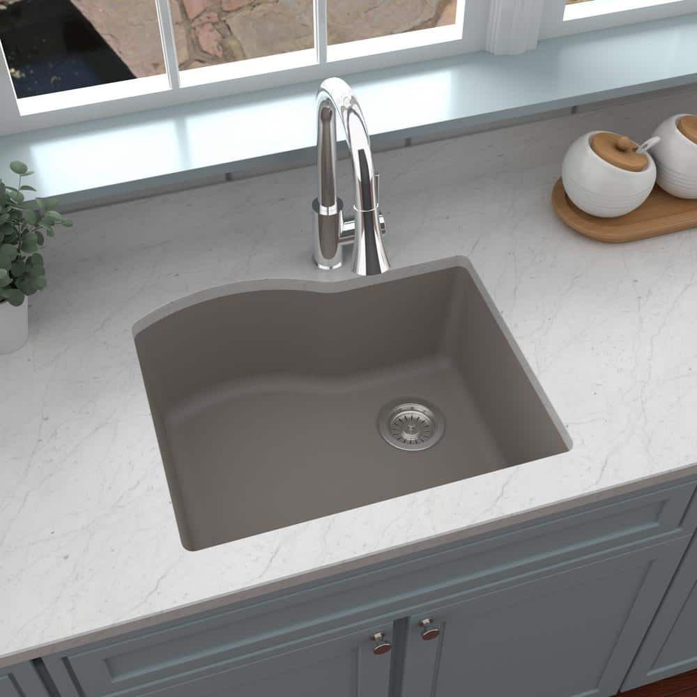 Karran Undermount Quartz/Granite Composite 24 in. Single Bowl Kitchen Sink in Concrete