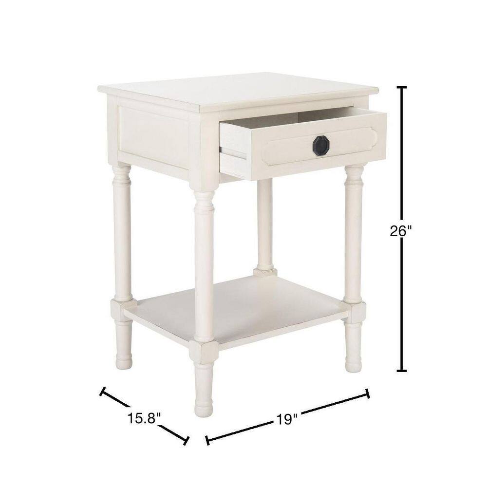 Allura Distressed White Wood 1-Drawer Accent Table