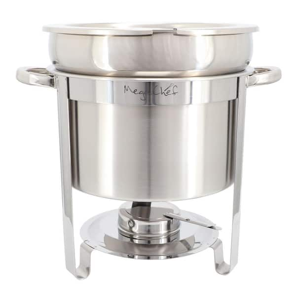 11.6 qt. Round Stainless Steel Professional Soup Chafing Dish in Silver